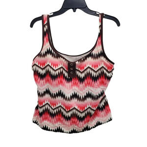 KIM Kim Rogers Women's Pink Brown Southwestern Chevron Pull On Swim Tank Size XL